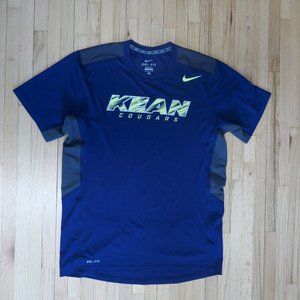 Nike Dri-Fit Kean Cougars Athletics Shirt Blue/Gray/Volt Mens Size Medium